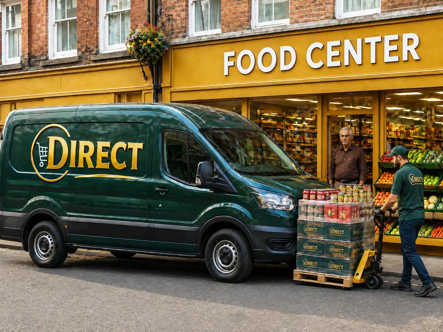 A Direct depot worker packing leaf greens into a branded box
