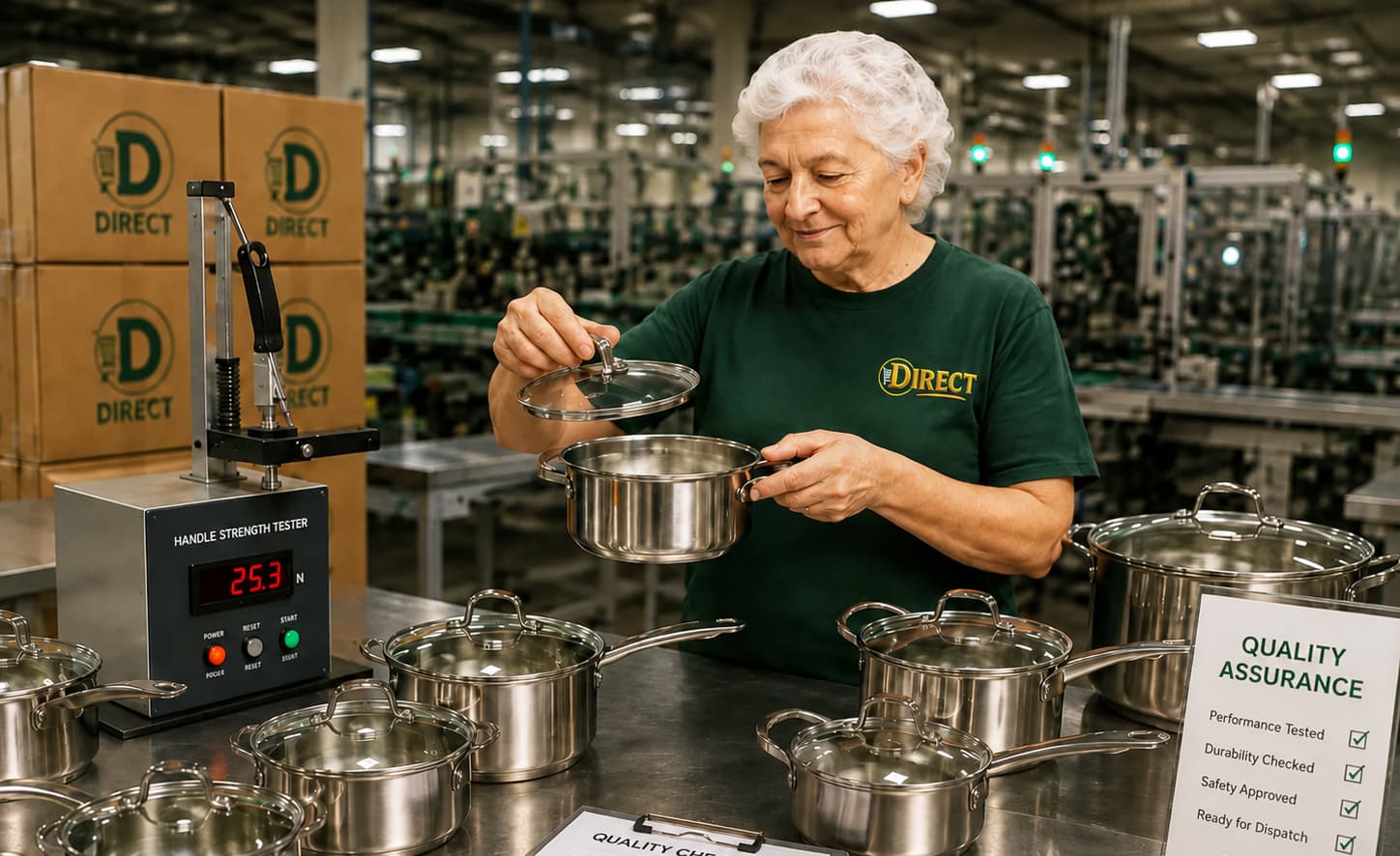 Direct staff boxing finished goods on a factory packing line